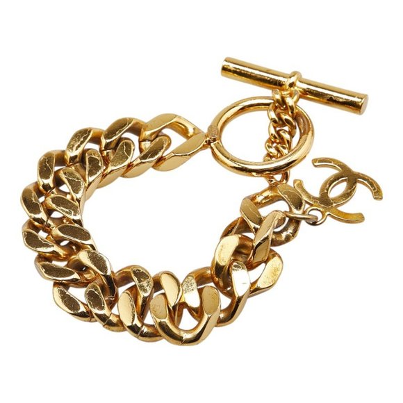 CHANEL Gold Logo Charm Bracelet - Picture 1 of 9